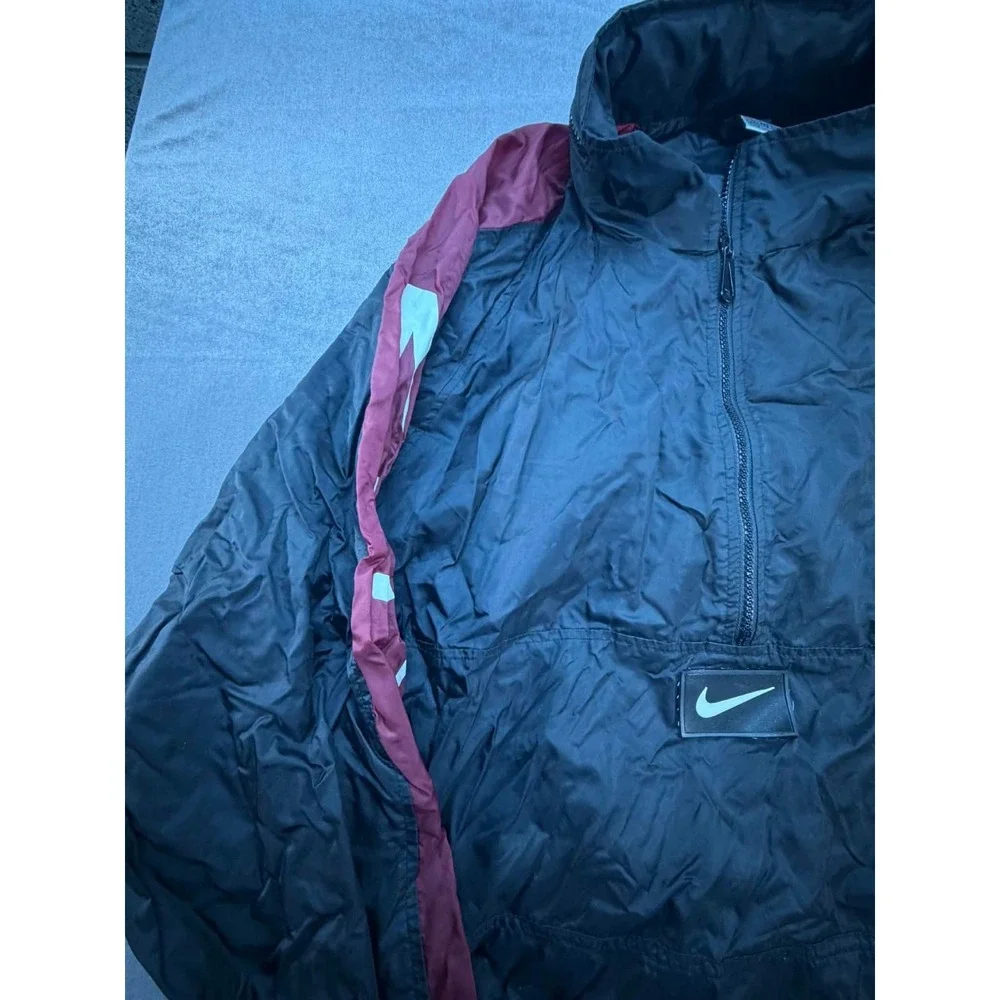 Vintage Y2K Nike Windbreaker Rain Pullover Pack away Hood‎ Black XXL